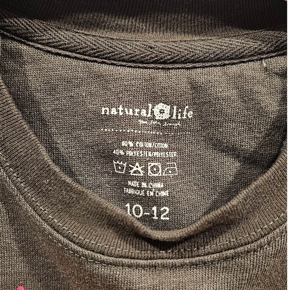 Natural Life Girls Be Happy Floral Graphic Sweatshirt Charcoal Gray Size 10-12 - Picture 3 of 4